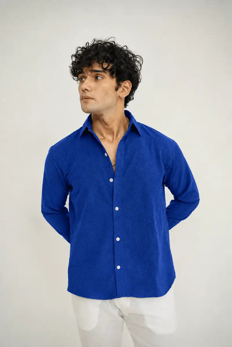 Deep Royal Blue Texture Shirt