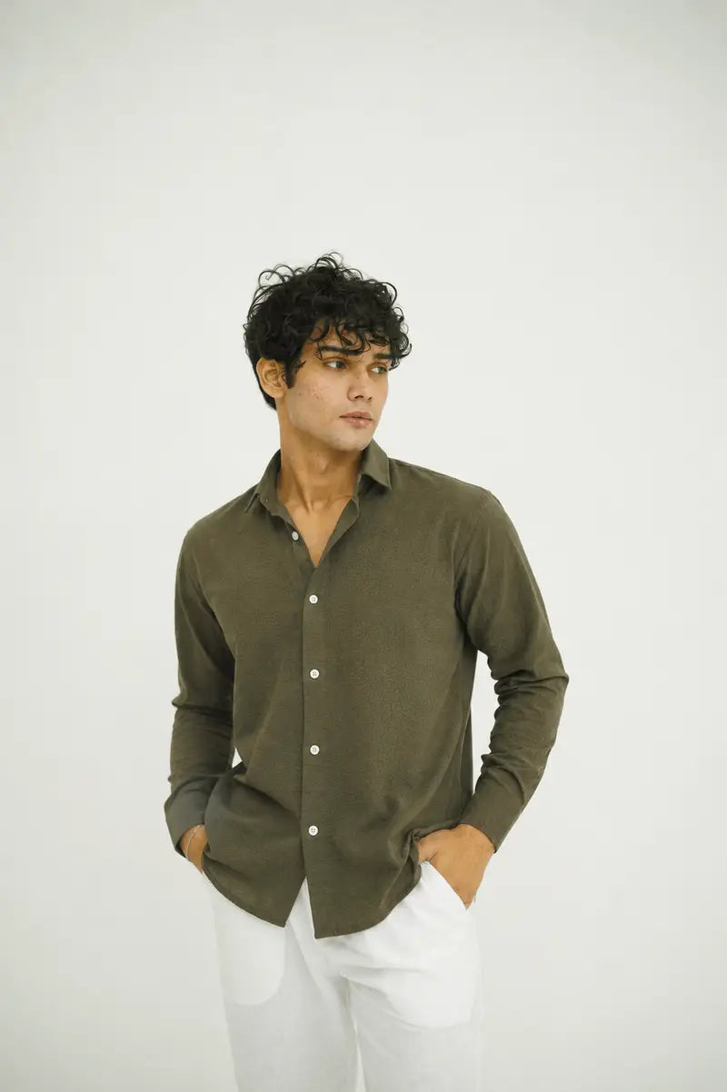 Deep Olive Texture Shirt