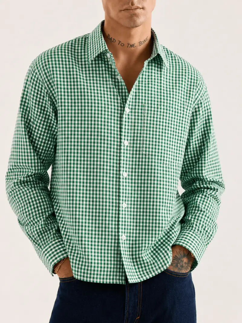 Green And White Checkred Shirt