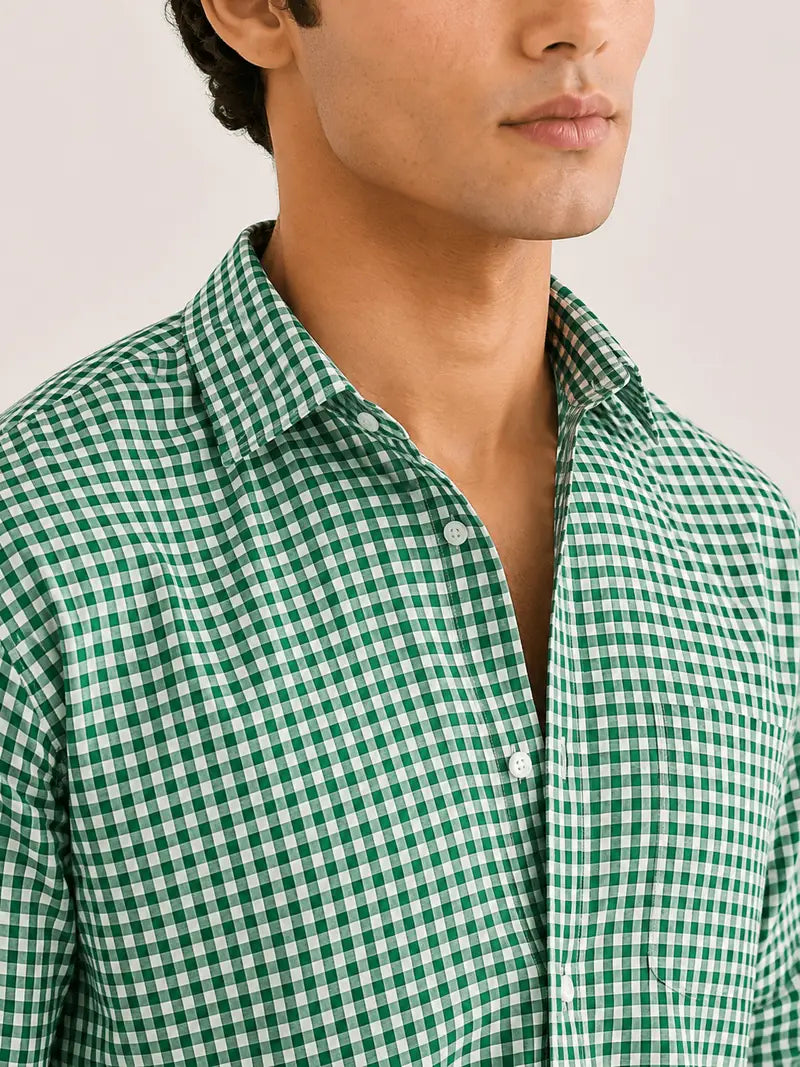 Green And White Checkred Shirt
