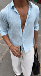 Powder Blue Texture Shirt