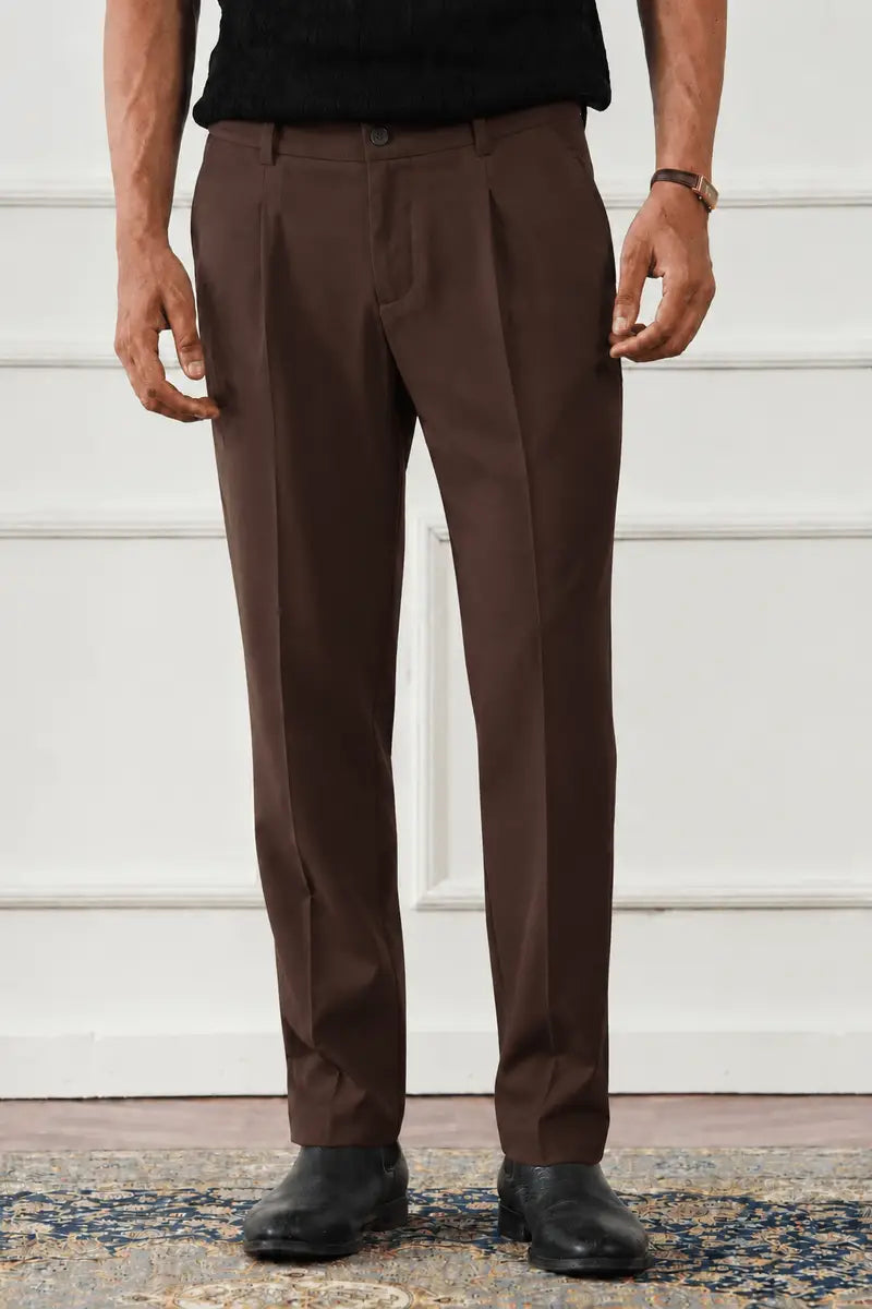 RELAX TAILORED PLEATED PANT - CHOCOLATE BROWN