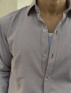SEERSUCKER BROWN STRIPPED SHIRT