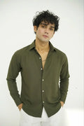 DARK OLIVE GREEN TEXTURE SHIRT