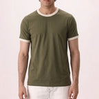OLIVE RINGER TEE FITTED