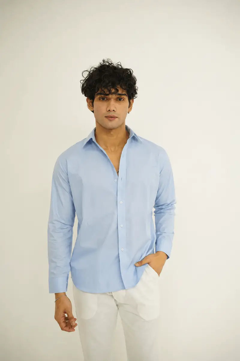 ICE BLUE LINEN SHIRT