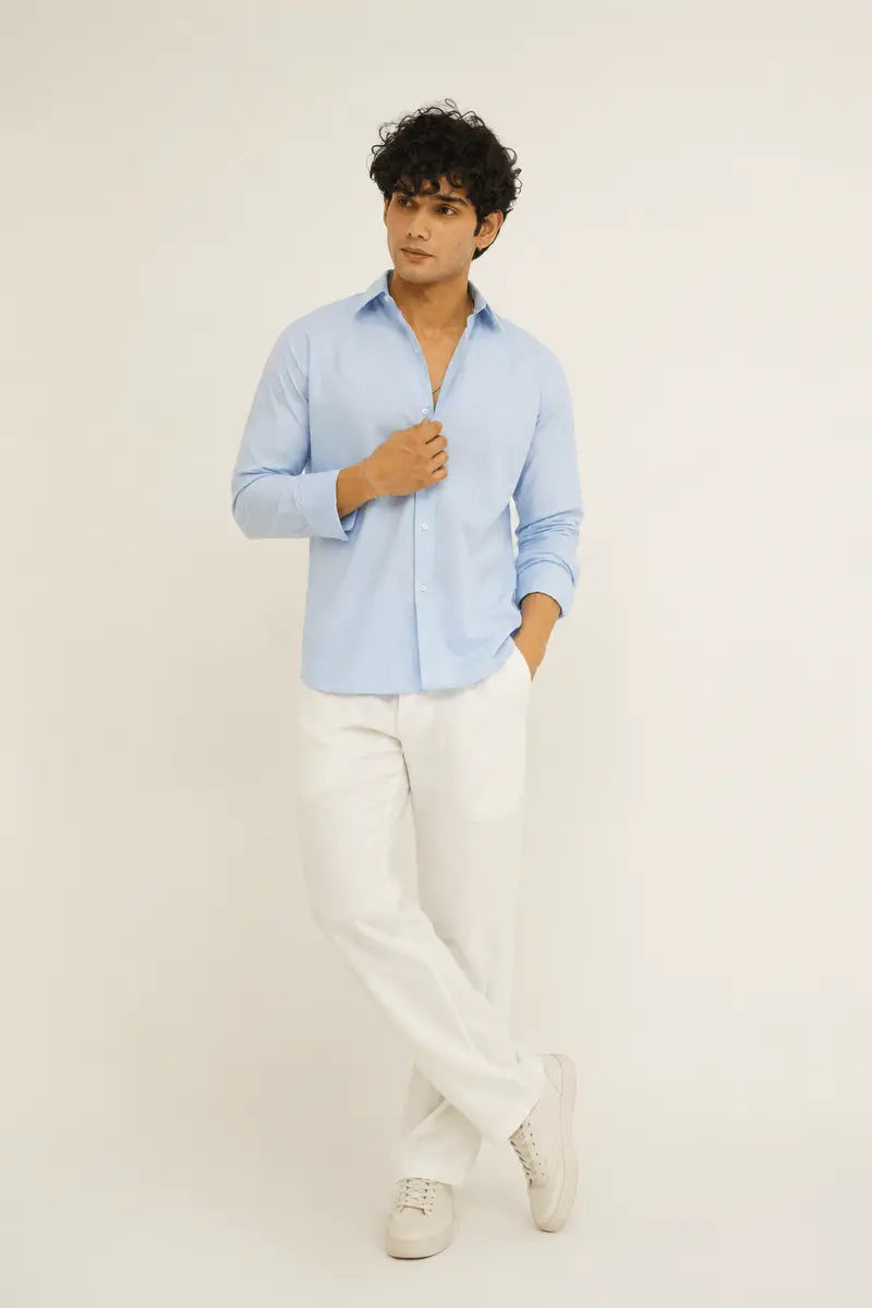 ICE BLUE LINEN SHIRT