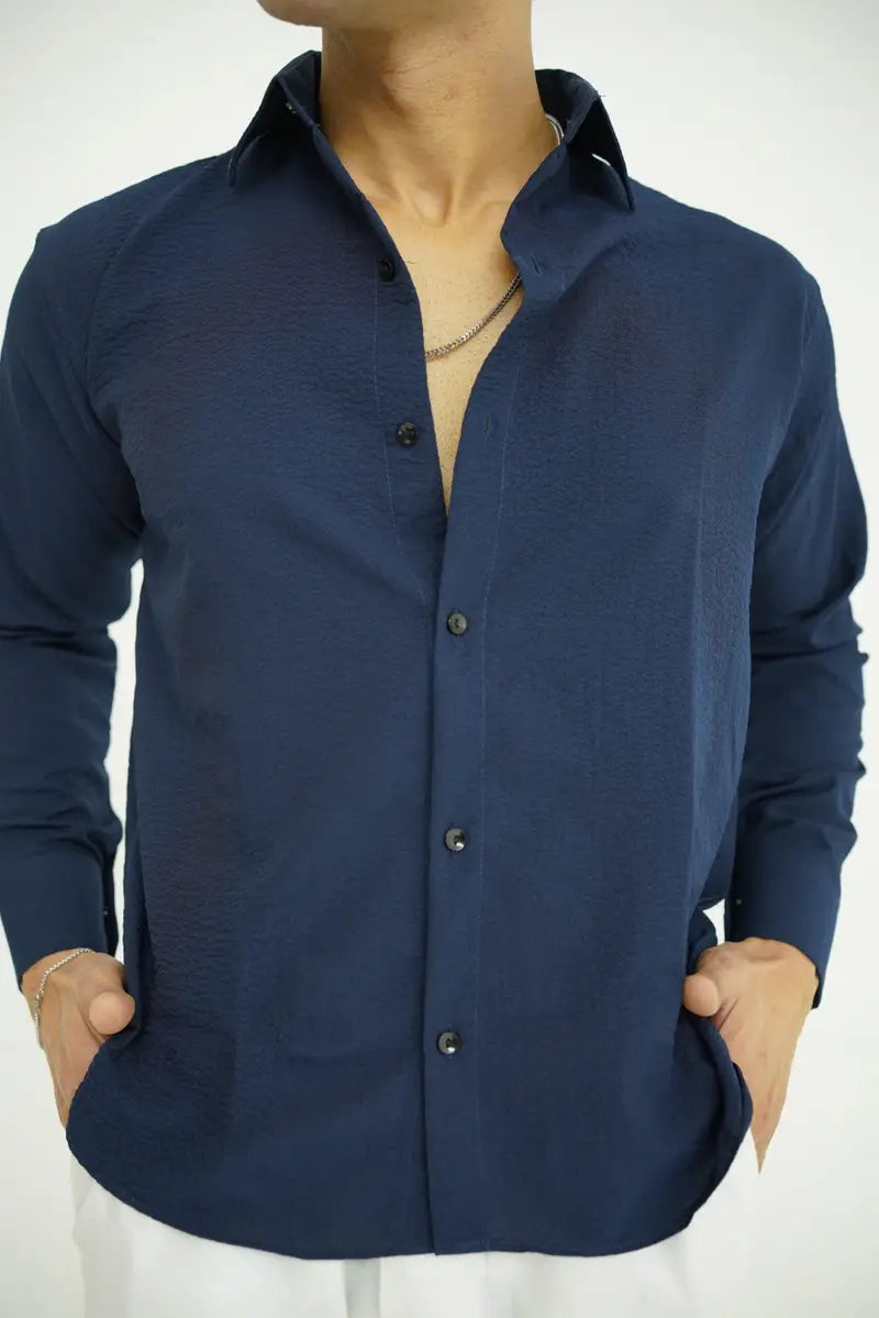 Navy Textured Shirt