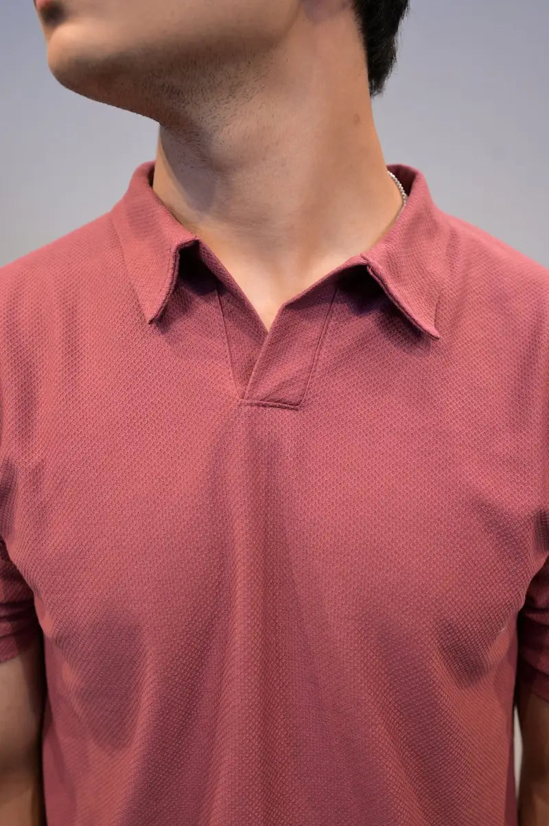 Texture Pop-Corn Polo-Rose