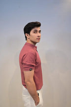 Texture Pop-Corn Polo-Rose