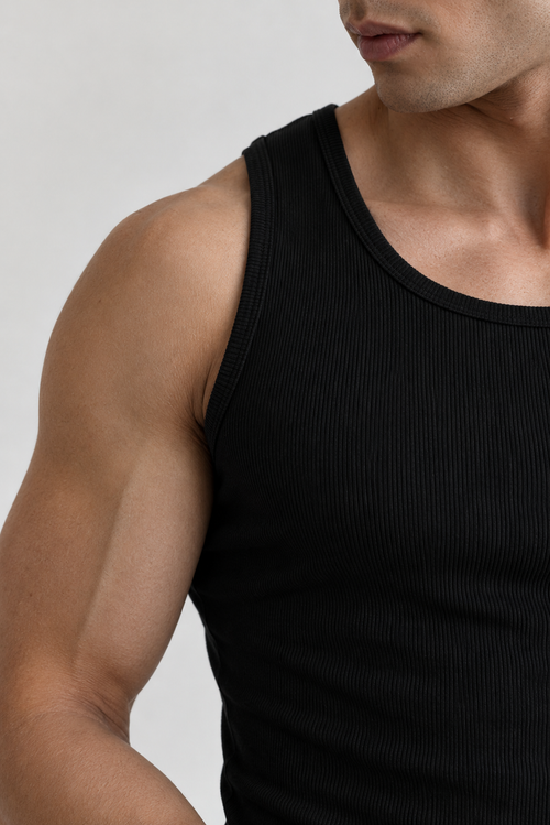 Black Ribbed Tank Top