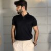 gentzo Drop Needle V Neck Polo-Black, gentzo, Drop Needle V Neck Polo-Black, black polo for men, Drop Needle fabric polo shirt, V-neck polo shirt for men, premium black polo, breathable V-neck polo, men’s Drop Needle polo, modern V-neck polo, comfortable polo shirt for men.