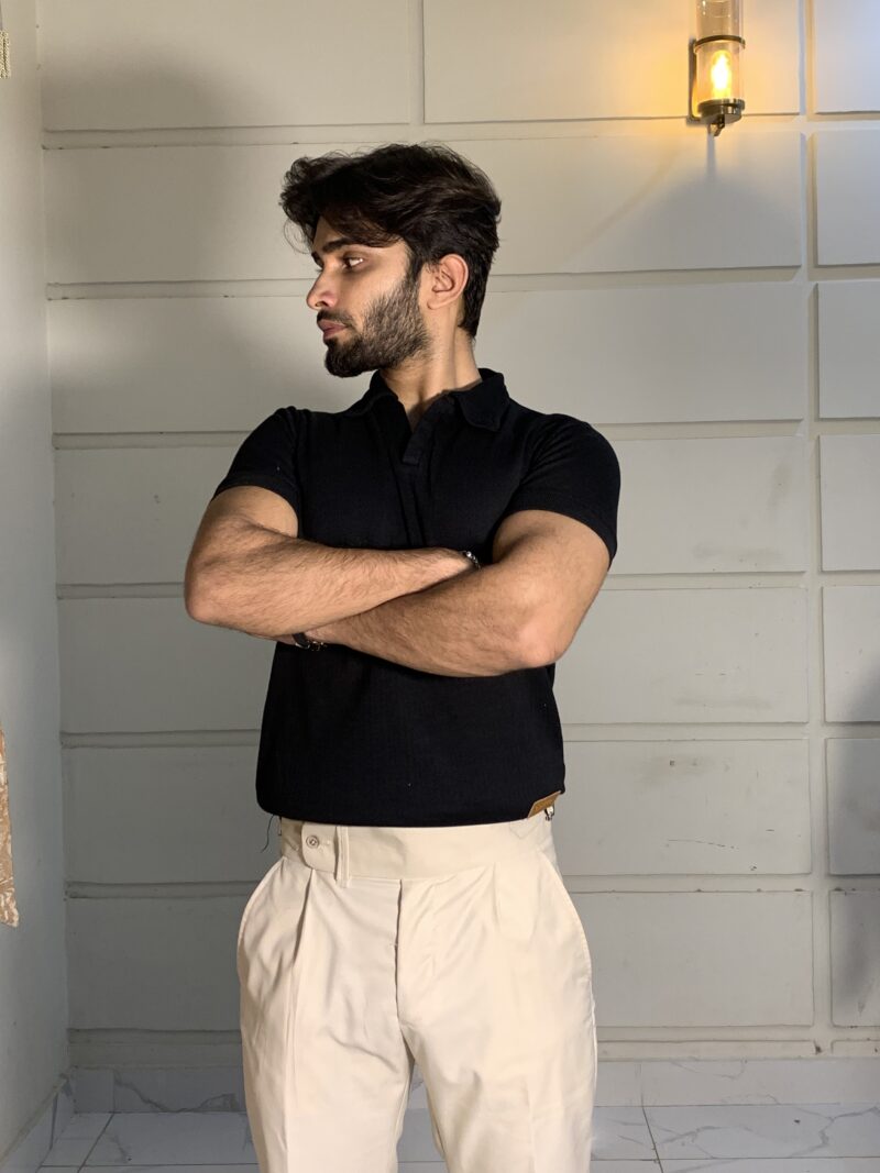 gentzo Drop Needle V Neck Polo-Black, gentzo, Drop Needle V Neck Polo-Black, black polo for men, Drop Needle fabric polo shirt, V-neck polo shirt for men, premium black polo, breathable V-neck polo, men’s Drop Needle polo, modern V-neck polo, comfortable polo shirt for men.