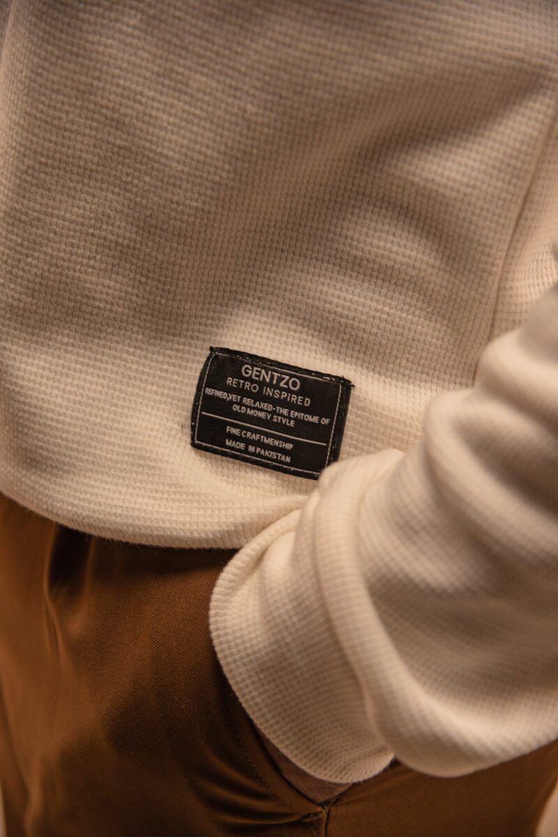 gentzo Quater-Zip Pullover-Cream, gentzo, Quater-Zip Pullover-Cream, Thermal quarter-zip sweater, cream thermal pullover, men’s pullover, warm men’s pullover, stylish men’s pullover, casual pullover for men, layering pullover for men, cream quarter-zip pullover, premium thermal pullover, modern men’s pullover.