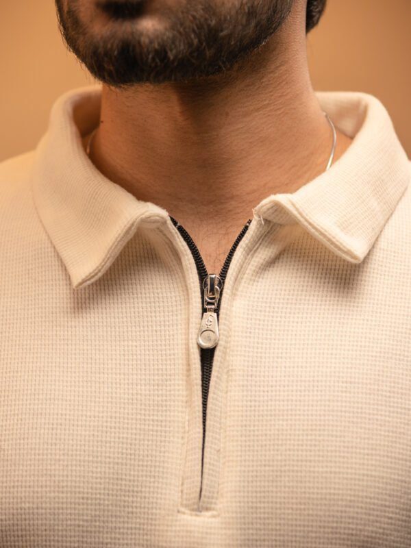 gentzo Quater-Zip Pullover-Cream, gentzo, Quater-Zip Pullover-Cream, Thermal quarter-zip sweater, cream thermal pullover, men’s pullover, warm men’s pullover, stylish men’s pullover, casual pullover for men, layering pullover for men, cream quarter-zip pullover, premium thermal pullover, modern men’s pullover.