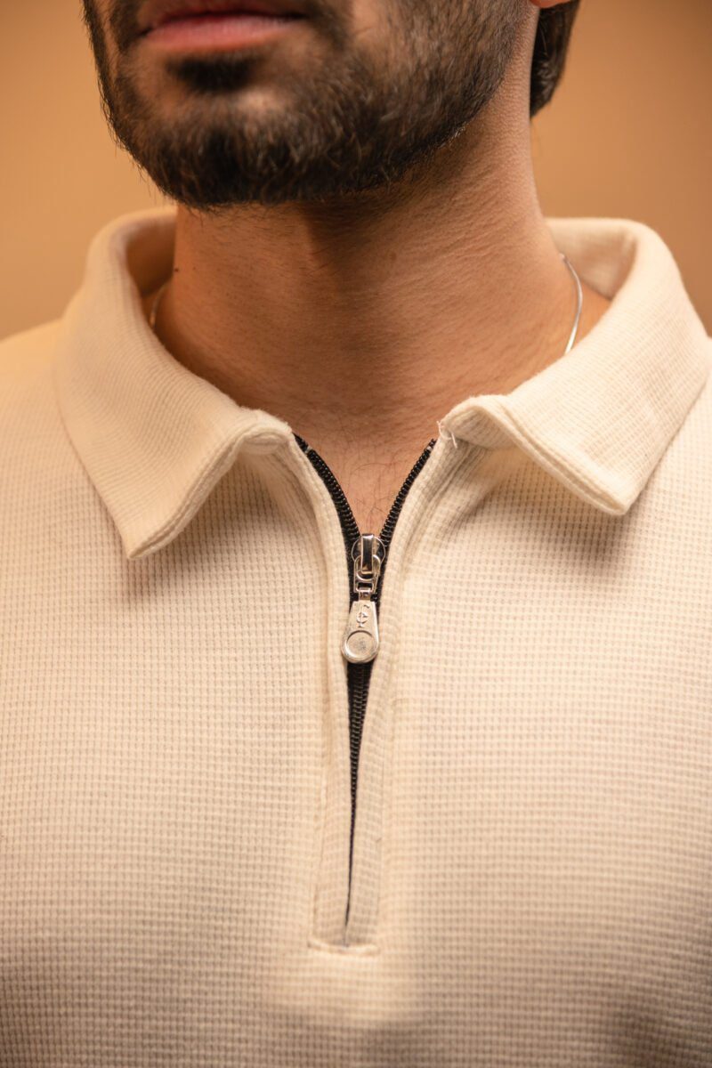 gentzo Quater-Zip Pullover-Cream, gentzo, Quater-Zip Pullover-Cream, Thermal quarter-zip sweater, cream thermal pullover, men’s pullover, warm men’s pullover, stylish men’s pullover, casual pullover for men, layering pullover for men, cream quarter-zip pullover, premium thermal pullover, modern men’s pullover.