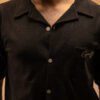 gentzo Terry Cuban Collar-Black, gentzo, Terry Cuban Collar-Black, Cuban collar shirt, black terry fabric shirt, men’s stylish Cuban collar, premium terry fabric shirt, modern black Cuban collar, breathable terry shirt for men, casual Cuban collar shirt, men’s versatile black shirt.