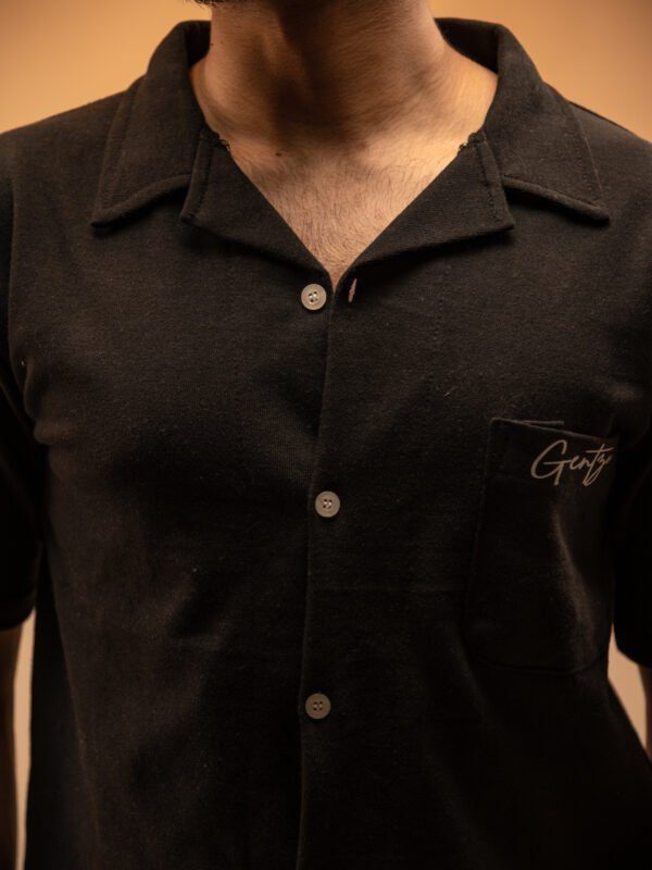 gentzo Terry Cuban Collar-Black, gentzo, Terry Cuban Collar-Black, Cuban collar shirt, black terry fabric shirt, men’s stylish Cuban collar, premium terry fabric shirt, modern black Cuban collar, breathable terry shirt for men, casual Cuban collar shirt, men’s versatile black shirt.