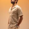 gentzo Terry Cuban Collar-Beige, gentzo, Terry Cuban Collar-Beige, Cuban collar shirt, beige terry fabric shirt, men’s stylish Cuban collar, premium terry fabric shirt, modern beige Cuban collar, breathable terry shirt for men, casual Cuban collar shirt, men’s versatile beige shirt.