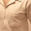 gentzo Terry Cuban Collar-Beige, gentzo, Terry Cuban Collar-Beige, Cuban collar shirt, beige terry fabric shirt, men’s stylish Cuban collar, premium terry fabric shirt, modern beige Cuban collar, breathable terry shirt for men, casual Cuban collar shirt, men’s versatile beige shirt.