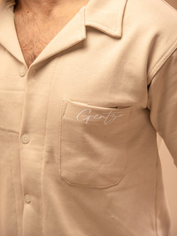 gentzo Terry Cuban Collar-Beige, gentzo, Terry Cuban Collar-Beige, Cuban collar shirt, beige terry fabric shirt, men’s stylish Cuban collar, premium terry fabric shirt, modern beige Cuban collar, breathable terry shirt for men, casual Cuban collar shirt, men’s versatile beige shirt.