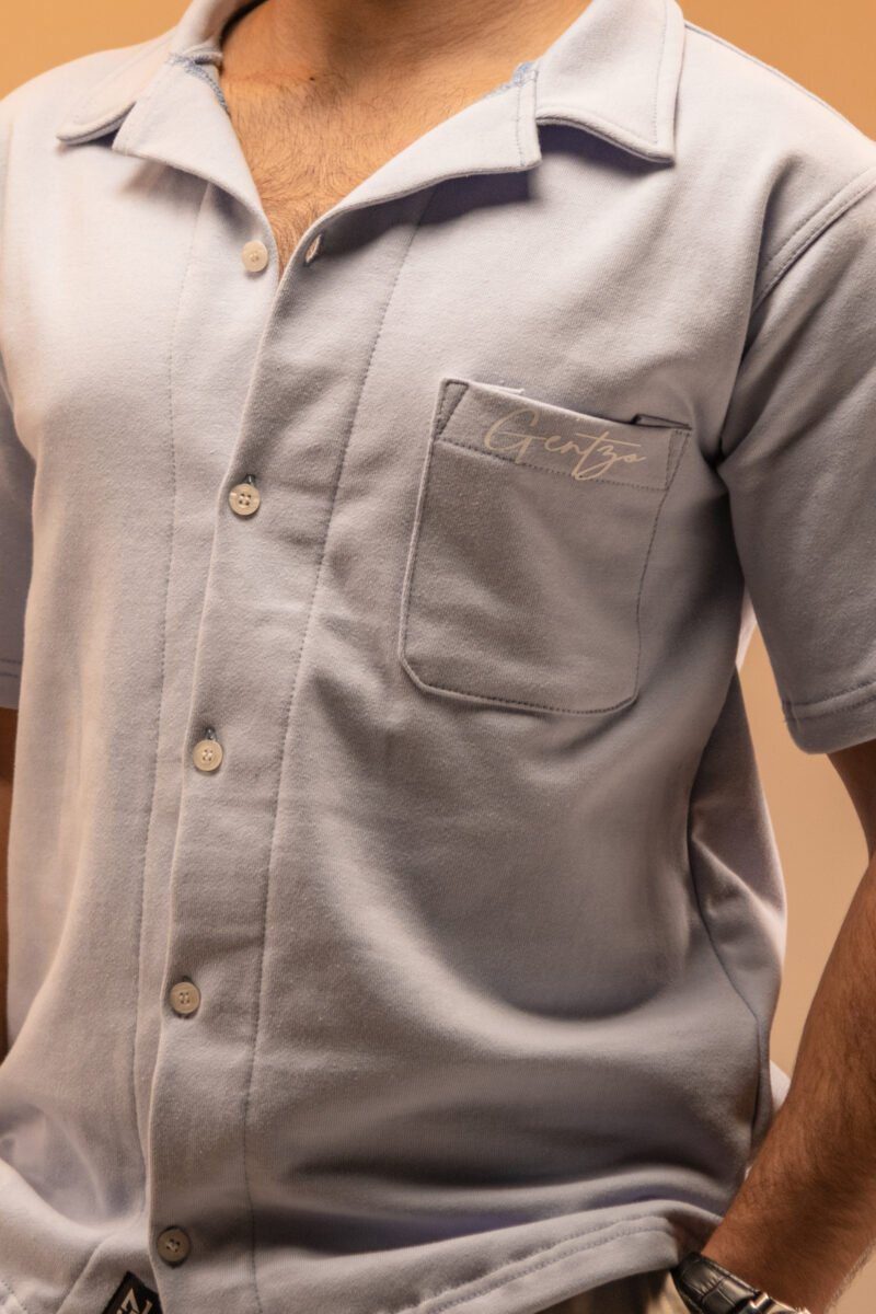 gentzo Terry Cuban Collar-Ocean, gentzo, Terry Cuban Collar-Ocean, Cuban collar shirt, ocean terry fabric shirt, men’s Cuban collar shirt, premium terry fabric shirt, modern ocean Cuban collar, breathable terry shirt for men, casual Cuban collar shirt, men’s ocean blue shirt.