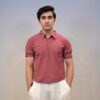 gentzo Texture Pop-Corn Polo-Rose, gentzo, Texture Pop-Corn Polo-Rose, pop-corn polo shirt, rose textured men’s polo, men’s stylish polo shirt, premium rose polo for men, breathable pop-corn fabric polo, layering polo for men, casual polo for men, classic rose men’s polo, modern men’s textured polo.