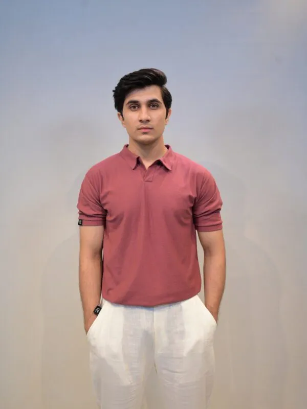 gentzo Texture Pop-Corn Polo-Rose, gentzo, Texture Pop-Corn Polo-Rose, pop-corn polo shirt, rose textured men’s polo, men’s stylish polo shirt, premium rose polo for men, breathable pop-corn fabric polo, layering polo for men, casual polo for men, classic rose men’s polo, modern men’s textured polo.