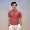 gentzo Texture Pop-Corn Polo-Rose, gentzo, Texture Pop-Corn Polo-Rose, pop-corn polo shirt, rose textured men’s polo, men’s stylish polo shirt, premium rose polo for men, breathable pop-corn fabric polo, layering polo for men, casual polo for men, classic rose men’s polo, modern men’s textured polo.