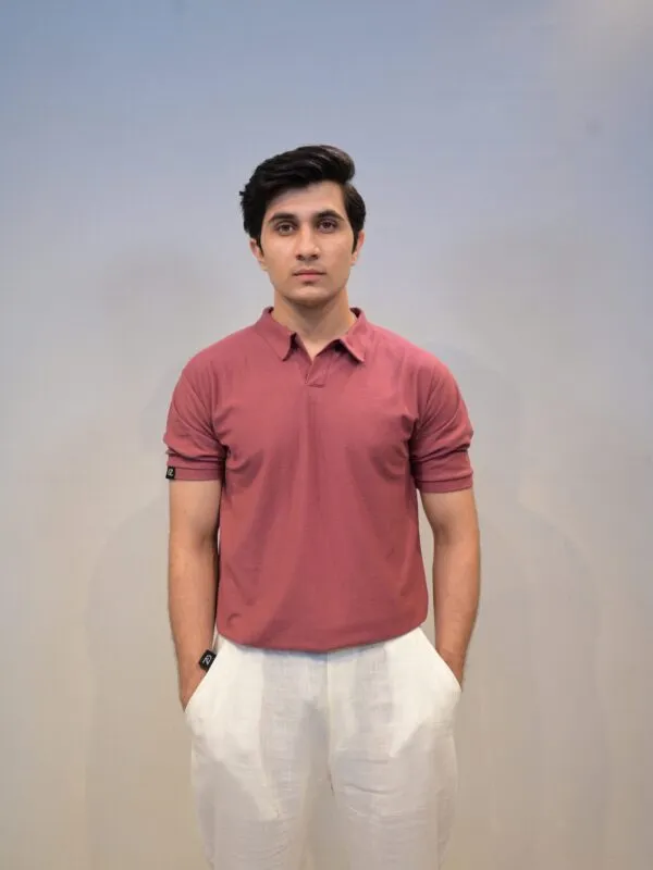 gentzo Texture Pop-Corn Polo-Rose, gentzo, Texture Pop-Corn Polo-Rose, pop-corn polo shirt, rose textured men’s polo, men’s stylish polo shirt, premium rose polo for men, breathable pop-corn fabric polo, layering polo for men, casual polo for men, classic rose men’s polo, modern men’s textured polo.