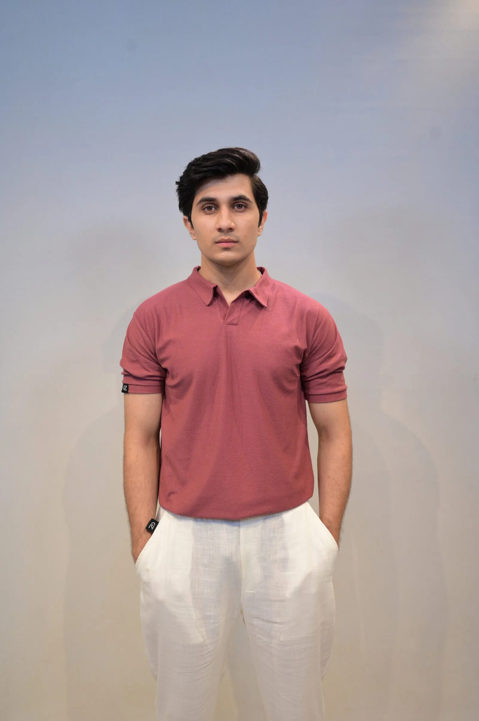 gentzo Texture Pop-Corn Polo-Rose, gentzo, Texture Pop-Corn Polo-Rose, pop-corn polo shirt, rose textured men’s polo, men’s stylish polo shirt, premium rose polo for men, breathable pop-corn fabric polo, layering polo for men, casual polo for men, classic rose men’s polo, modern men’s textured polo.