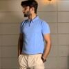 gentzo PIQUE V Neck Polo-SKY BLUE, gentzo, PIQUE V Neck Polo-SKY BLUE, sky blue polo for men, PIQUE fabric polo shirt, V-neck polo shirt for men, premium sky blue polo, breathable V-neck polo, men’s PIQUE polo, modern V-neck polo, comfortable polo shirt for men.