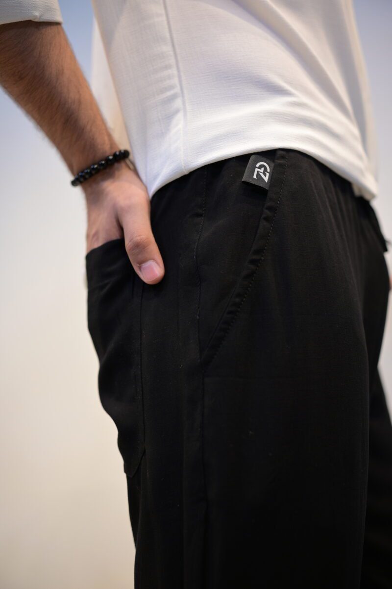 Black Linen Trouser, Gentzo, Linen Blend Trouser, Men’s Linen Pants, Summer Bottoms, Tailored Fit Pants, Casual Trousers, Breathable Fabric, Vacation Wear, Relaxed Fit Pants, Black Pants for Men, Smart Casual, Drawstring Waist