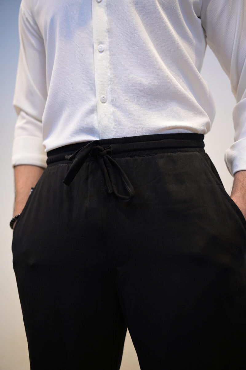 Black Linen Trouser, Gentzo, Linen Blend Trouser, Men’s Linen Pants, Summer Bottoms, Tailored Fit Pants, Casual Trousers, Breathable Fabric, Vacation Wear, Relaxed Fit Pants, Black Pants for Men, Smart Casual, Drawstring Waist