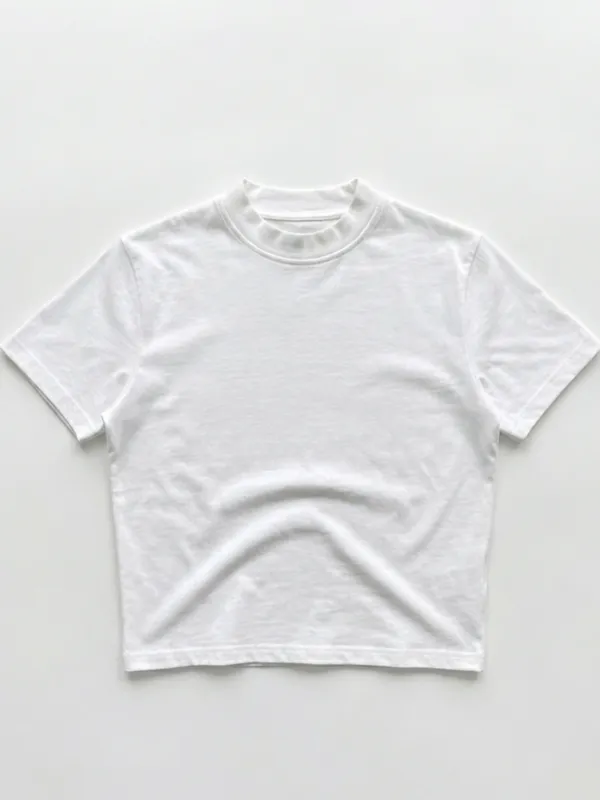 Unisex Classic White Crop Fit Basic Tee