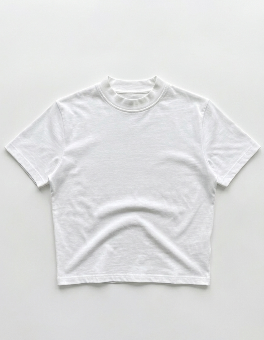 Unisex Classic White Crop Fit Basic Tee