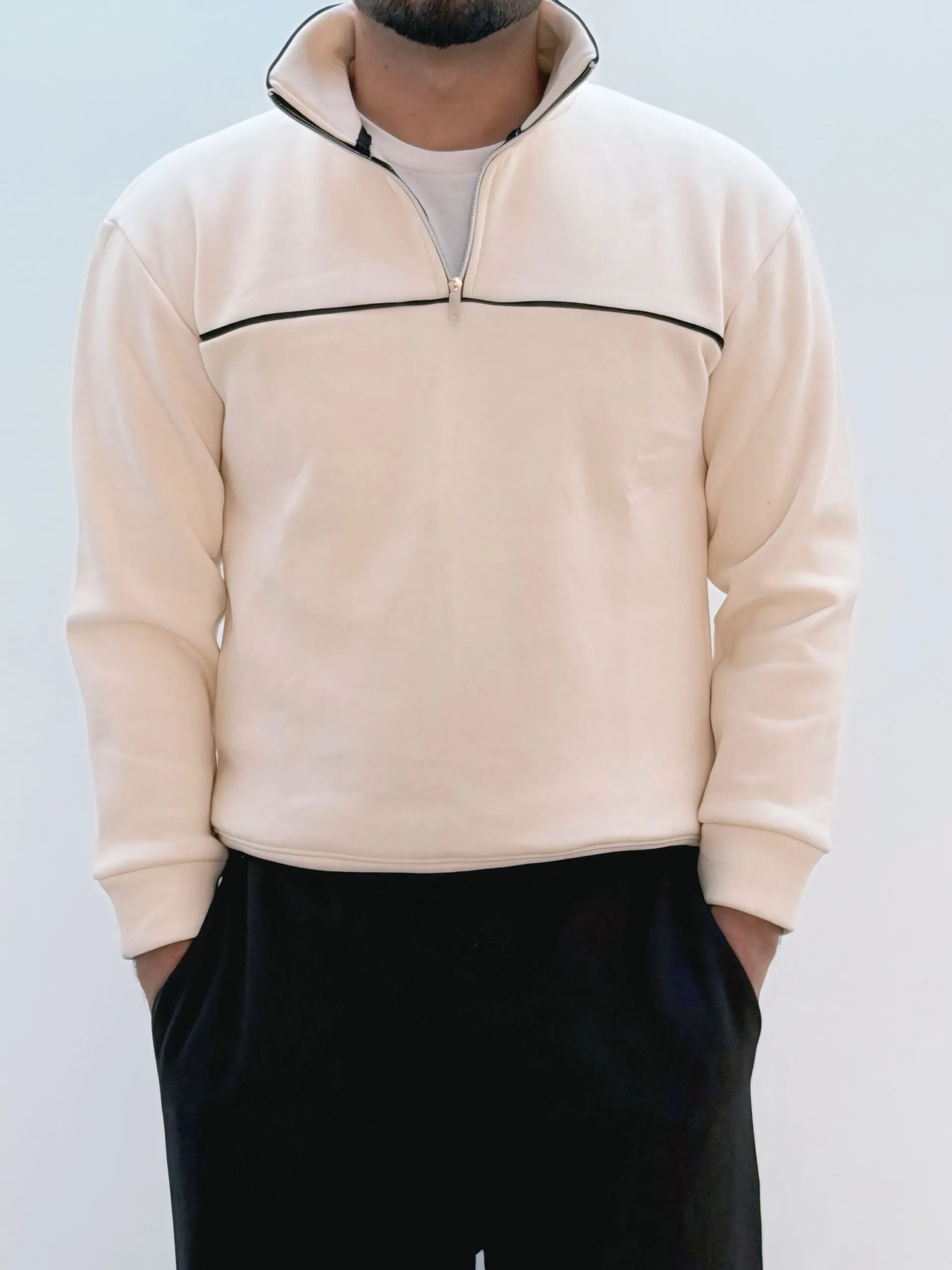BEIGE MOCKNECK ZIPPER - Image 2