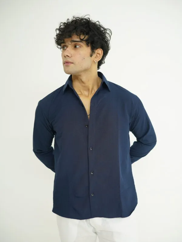 Navy Textured Shirt