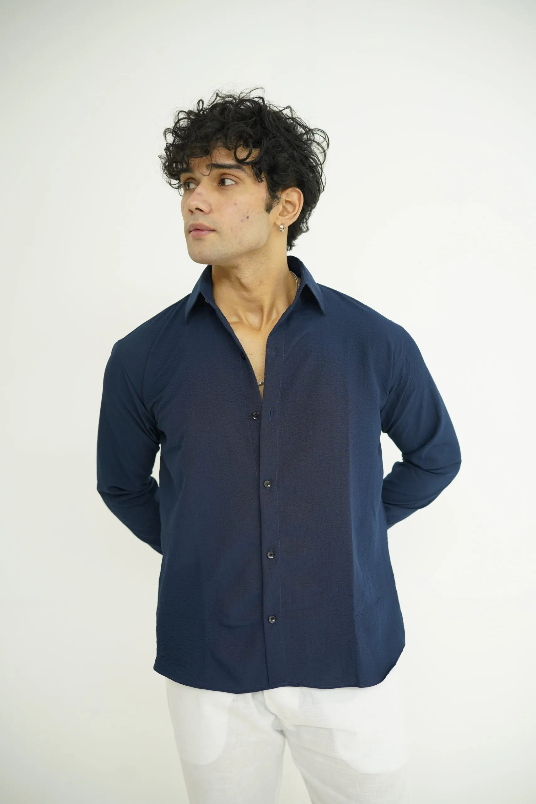 Navy Textured Shirt
