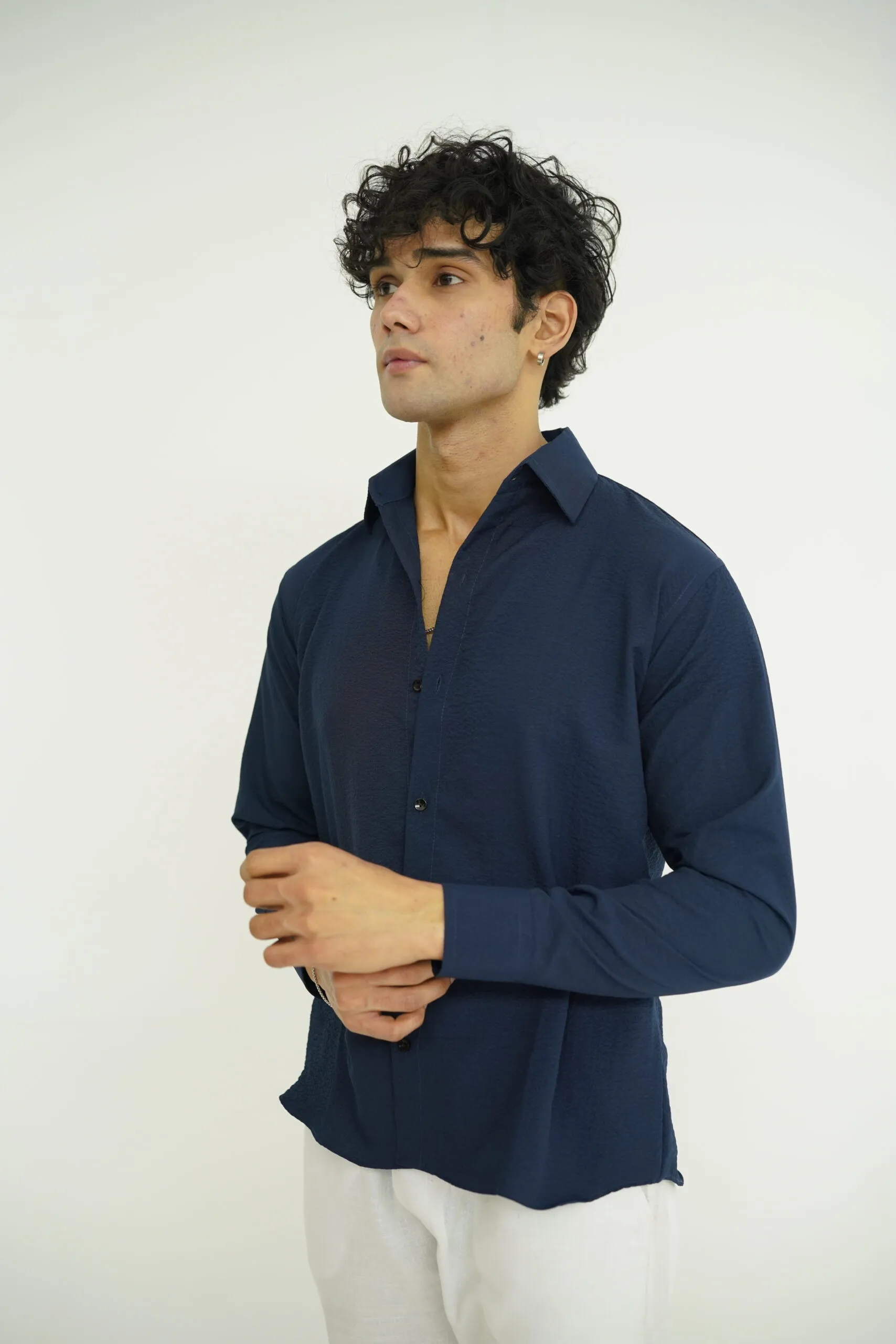 Navy Textured Shirt - Image 2
