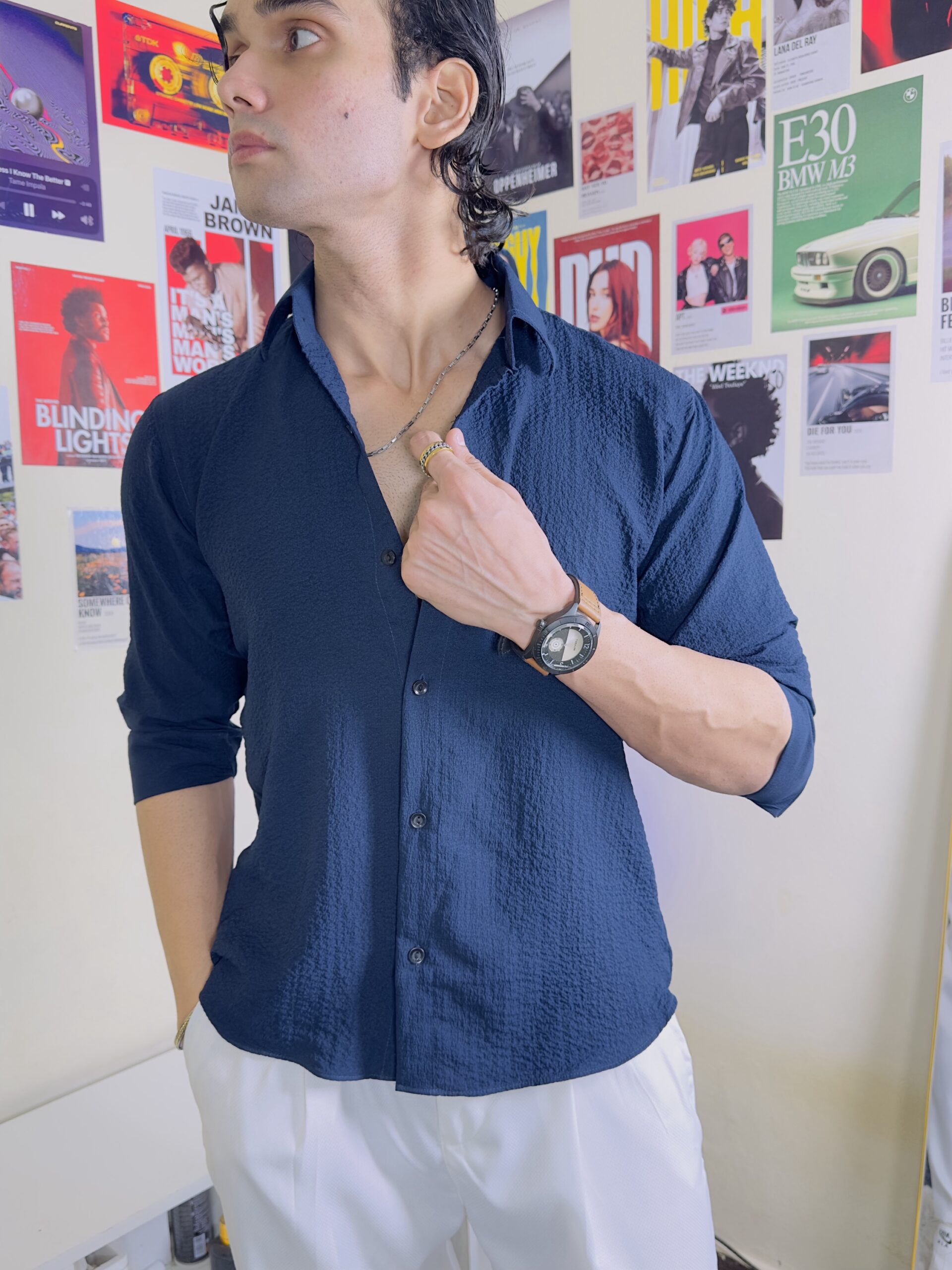 Navy Textured Shirt