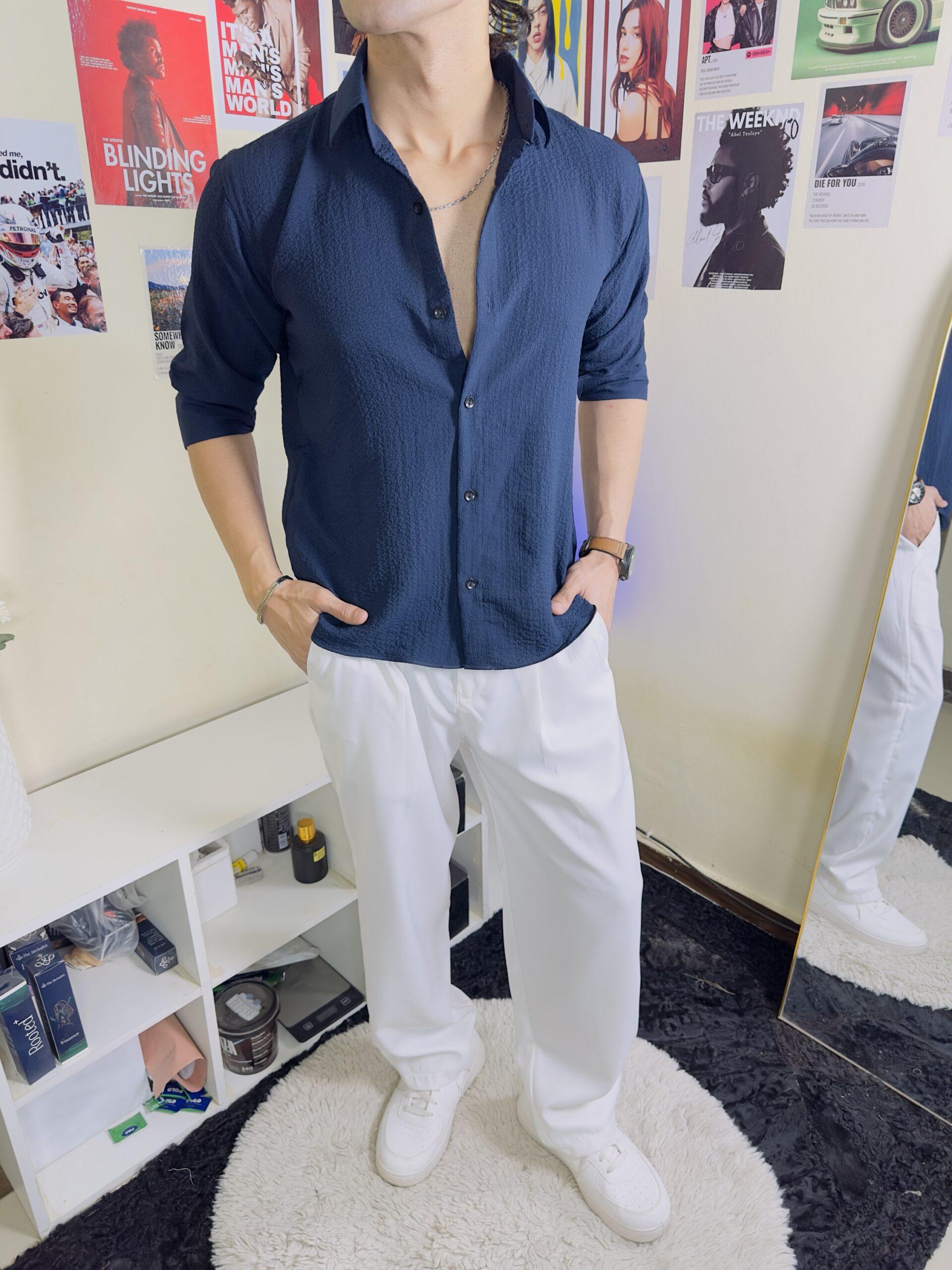 Navy Textured Shirt - Image 2