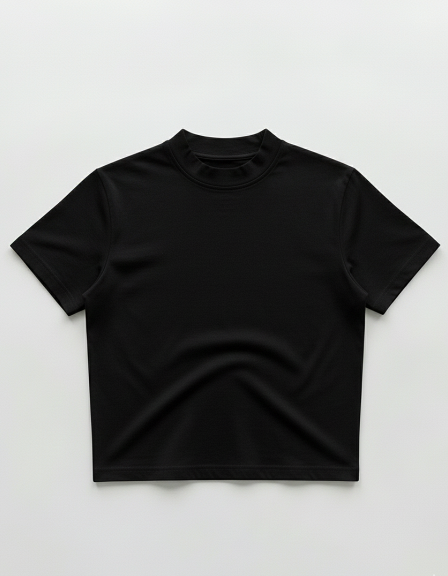 Unisex Classic Black Crop Fit Basic Tee | Gentzo