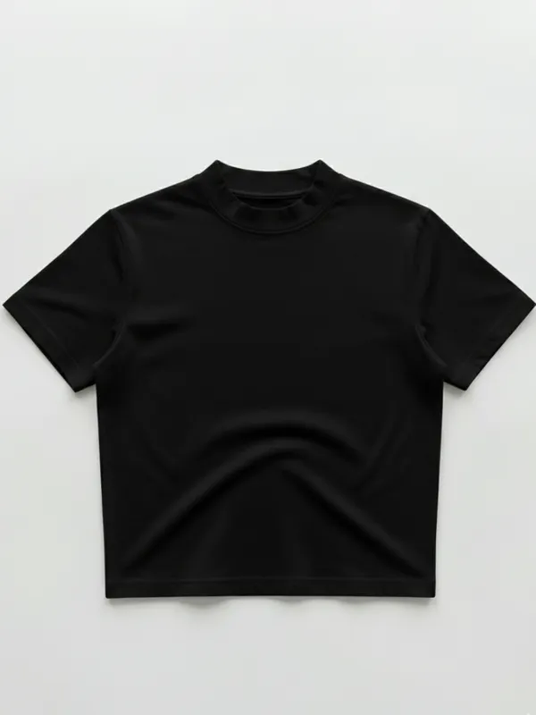 Unisex Classic Black Crop Fit Basic Tee