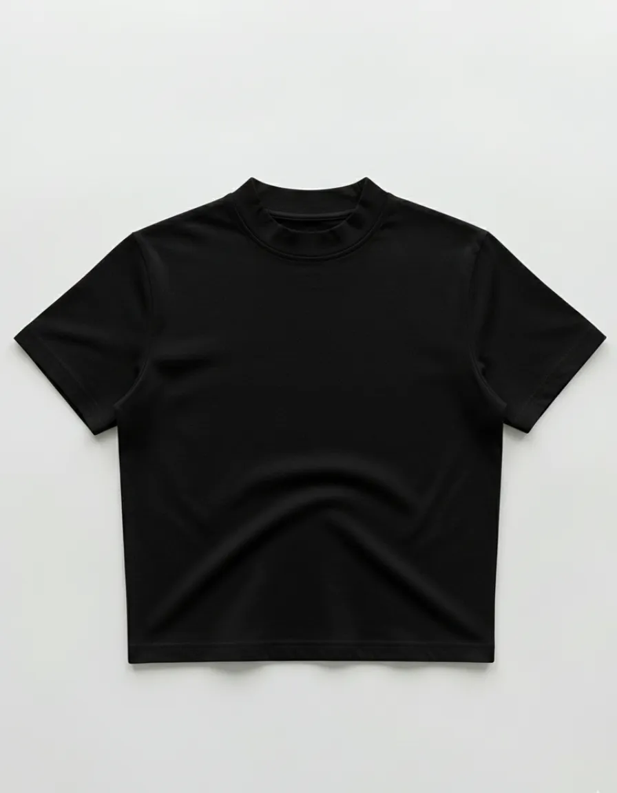 Unisex Classic Black Crop Fit Basic Tee
