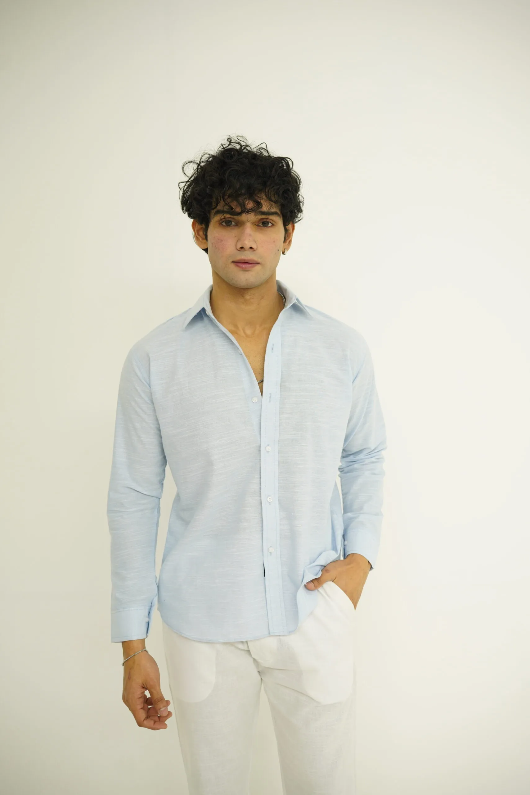 ICE BLUE LINEN SHIRT