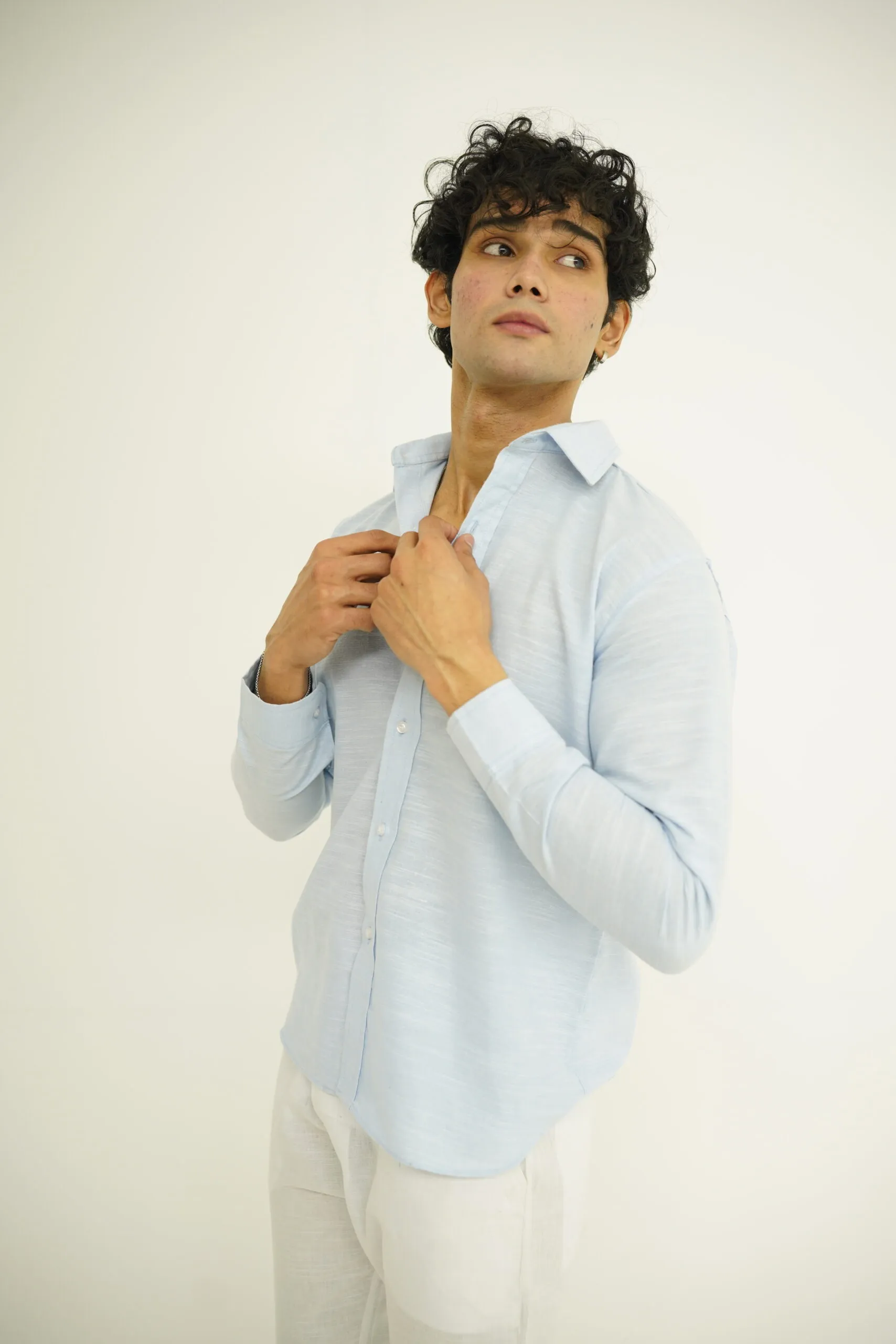ICE BLUE LINEN SHIRT - Image 4