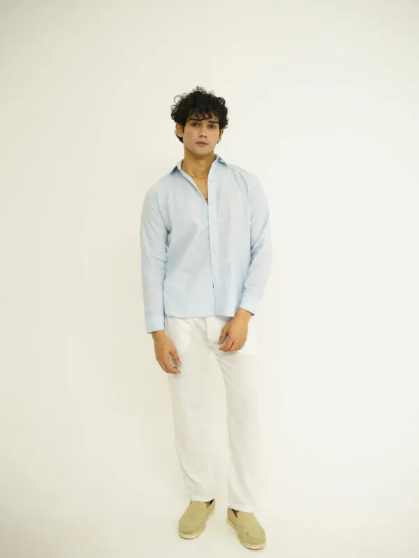 ICE BLUE & WHITE LINEN SET