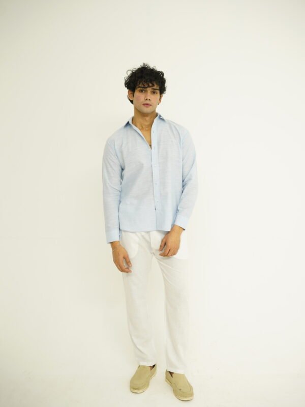 ICE BLUE & WHITE LINEN SET