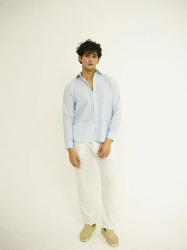 ICE BLUE & WHITE LINEN SET